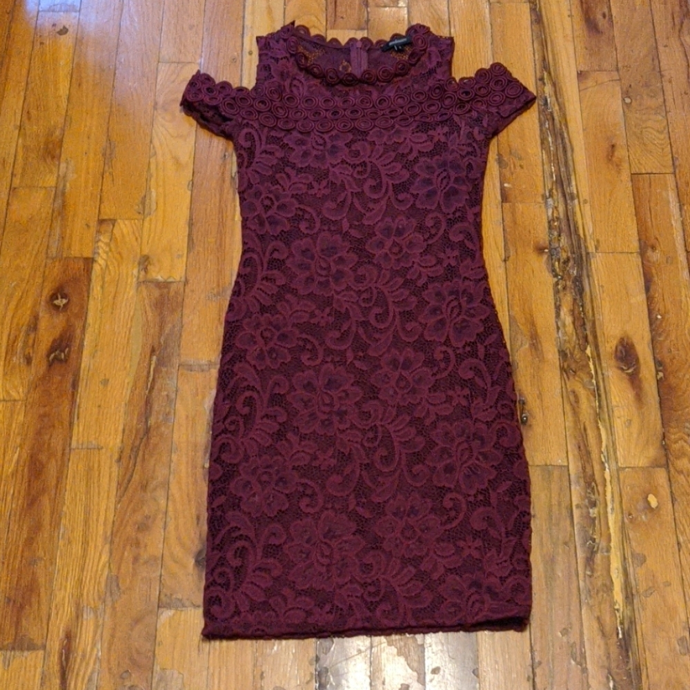 BOGO Wine Color Lace Party Dress